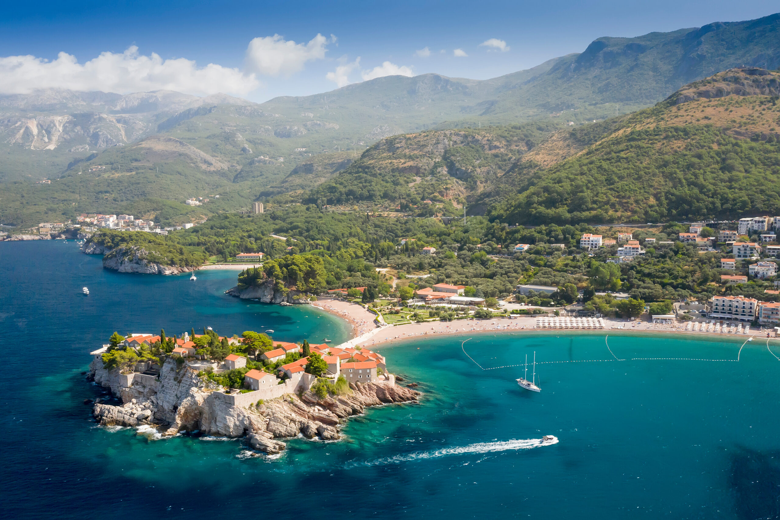 Aerial View At Sveti Stefan Islet In Montenegro